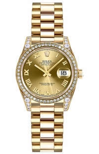 Rolex Lady-Datejust 26 Solid Gold Diamond Women's Watch 179158