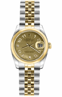 Rolex Lady-Datejust 26 Solid Gold Domed Bezel Women's Watch 179163