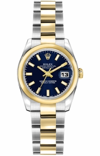 Rolex Lady-Datejust 26 Steel & Rose Gold Blue Dial Women's Watch 179163