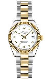Rolex Lady-Datejust 26 White Arabic Dial Watch 179173