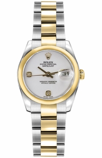 Rolex Lady-Datejust 26 White Dial Diamond Women's Watch 179163