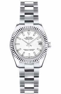 Rolex Lady-Datejust 26 White Dial Gold Watch 179179