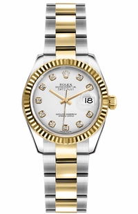 Rolex Lady-Datejust 26 White Diamond Dial Watch 179173