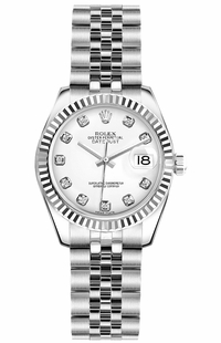 Rolex Lady-Datejust 26 White Diamond Gold & Steel Watch 179174