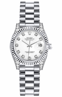 Rolex Lady-Datejust 26 White Diamond Gold Women's Watch 179239