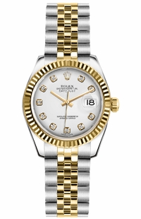 Rolex Lady-Datejust 26 White Diamond Jubilee Bracelet Watch 179173