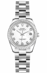 Rolex Lady-Datejust 26 White Diamond Oyster Bracelet Watch 179384