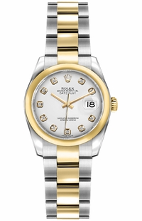 Rolex Lady-Datejust 26 White Diamond Oyster Bracelet Women's Watch 179163