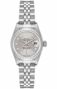 Rolex Lady-Datejust 26 White Gold Fluted Bezel Women's Watch 69174