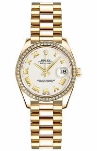 Rolex Lady-Datejust 26 White Roman Numeral Dial Watch 179138