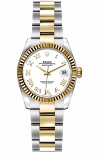 Rolex Lady-Datejust 26 White Roman Numeral Dial Watch 179173