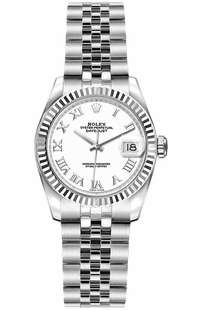 Rolex Lady-Datejust 26 White Roman Numeral Dial Watch 179174