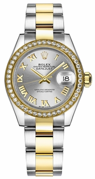 Rolex Lady-Datejust 28 Silver Roman Numeral Watch 279383RBR-0006