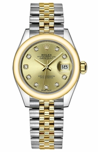 Rolex Lady-Datejust 28 Champagne Diamond Dial Women's Watch 279163-0011