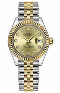 Rolex Lady-Datejust 28 Champagne Diamond Dial Women's Watch 279173-0011