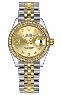 Rolex Lady-Datejust 28 Champagne Diamond Jubilee Bracelet Watch 279383RBR-0021
