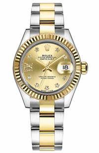Rolex Lady-Datejust 28 Champagne Diamond Oyster Women's Watch 279173-0022