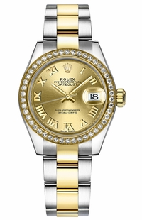 Rolex Lady-Datejust 28 Champagne Roman Numeral Dial Watch 279383RBR-0010