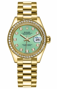 Rolex Lady-Datejust 28 Green Dial Gold Watch 279138RBR-0025