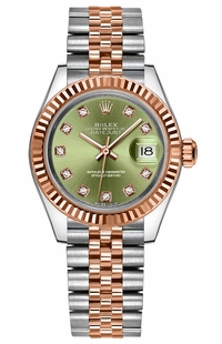 Rolex Lady-Datejust 28 Green Diamond Dial Gold & Steel Watch 279171-0007