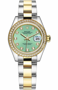 Rolex Lady-Datejust 28 Green Diamond Dial Oyster Bracelet Watch 279383RBR-0014