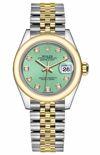 Rolex Lady-Datejust 28 Green Diamond Dial Watch 279163