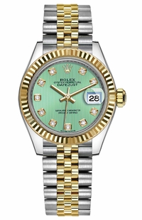 Rolex Lady-Datejust 28 Green Diamond Dial Watch 279173-0015