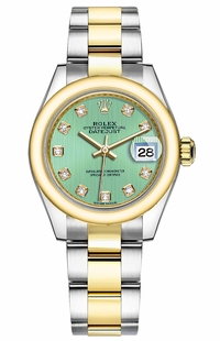 Rolex Lady-Datejust 28 Green Diamond Oyster Bracelet Watch 279163