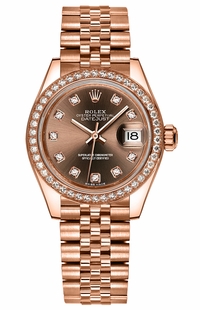 Rolex Lady-Datejust 28 Jubilee Gold Diamond Watch 279135RBR
