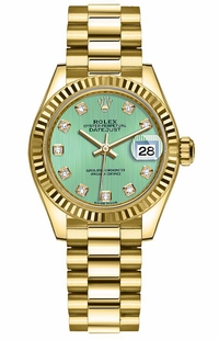 Rolex Lady-Datejust 28 Mint Green Diamond Dial Women's Watch 279178-0027
