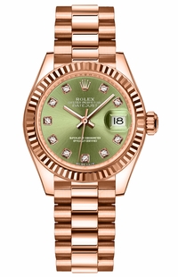 Rolex Lady-Datejust 28 Olive Green Diamonds Women's Watch 279175-0009