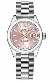 Rolex Lady-Datejust 28 Pink Dial Platinum Women's Watch 279166-0004
