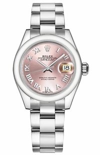 Rolex Lady-Datejust 28 Pink Roman Numeral Oyster Bracelet Watch 279160