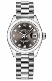 Rolex Lady-Datejust 28 Platinum Case & Bracelet Women's Watch 279166-0011