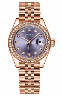 Rolex Lady-Datejust 28 Purple Diamond Dial Gold Watch 279135RBR