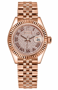 Rolex Lady-Datejust 28 Rose Gold Diamond Pave Women's Watch 279175-0024