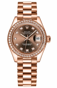 Rolex Lady-Datejust 28 Rose Gold Diamond Watch 279135RBR