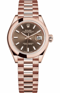 Rolex Lady-Datejust 28 Rose Gold President Bracelet Women's Watch 279165-0007