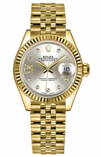 Rolex Lady-Datejust 28 Silver Dial Diamond IX Women's Watch 279178-0004