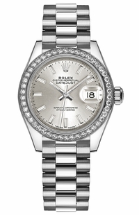 Rolex Lady-Datejust 28 Silver Dial Platinum Watch 279136RBR-0006