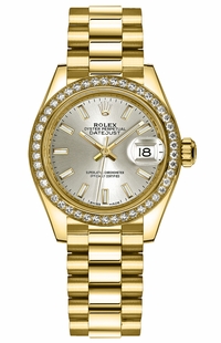 Rolex Lady-Datejust 28 Silver Dial Solid Gold Watch 279138RBR-0005