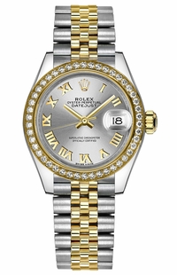 Rolex Lady-Datejust 28 Silver Roman Numeral Dial Watch 279383RBR-0005