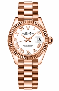 Rolex Lady-Datejust 28 White Dial Rose Gold Women's Watch 279175-0021