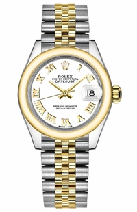 Rolex Lady-Datejust 28 White Roman Numeral Dial Watch 279163