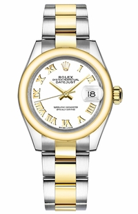 Rolex Lady-Datejust 28 White Roman Numeral Oyster Bracelet Watch 279163