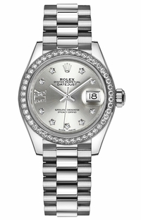 Rolex Lady-Datejust 28 Women's Platinum Diamond Watch 279136RBR-0003