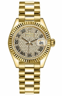 Rolex Lady-Datejust 28 Yellow Gold Diamonds Women's Watch 279178-0031