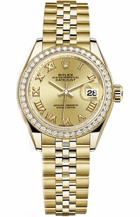 Rolex Lady-Datejust 28 Yellow Gold Roman Numeral Dial Watch 279138RBR-0022