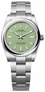 Rolex Oyster Perpetual 34 Pistachio Dial Women's Watch 124200-0006