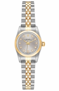 Rolex Oyster Perpetual 24 Silver Diamond Dial Women's Watch 67193